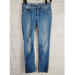 ACNE HEX LENA MID RISE SLIM FIT MEDIUM WASH JEANS, SZ 27x34